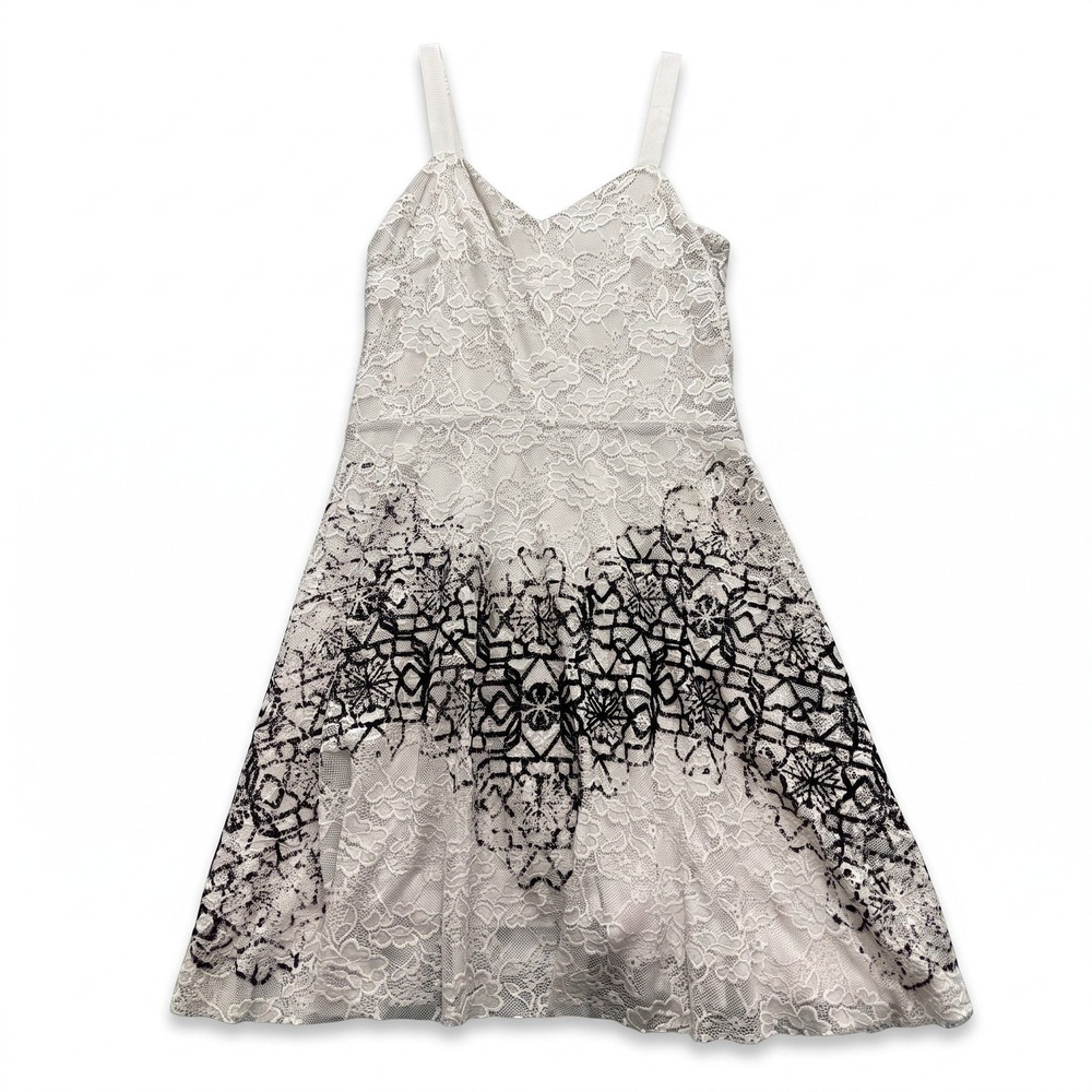 Free People S Womens Ivory Lace Sleeveless Printed Border Dress Boho